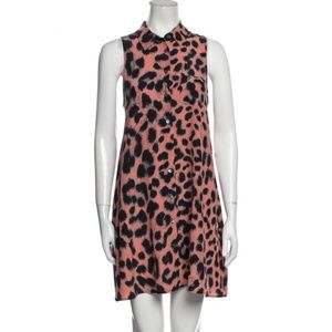 NWT EQUIPMENT FEMME PINK LEOPARD PRINT SILK SHIRT DRESS LARGE